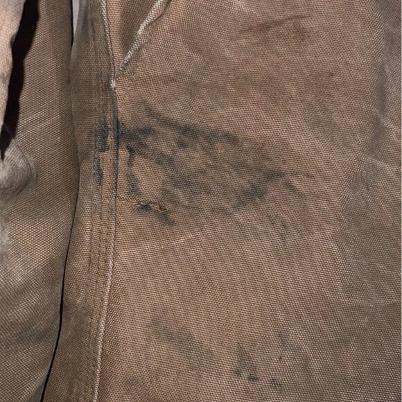 Mens Large Carhartt FR Insulated Bomber Jacket Brown Distressed Thrashed Tan - Picture 15 of 16